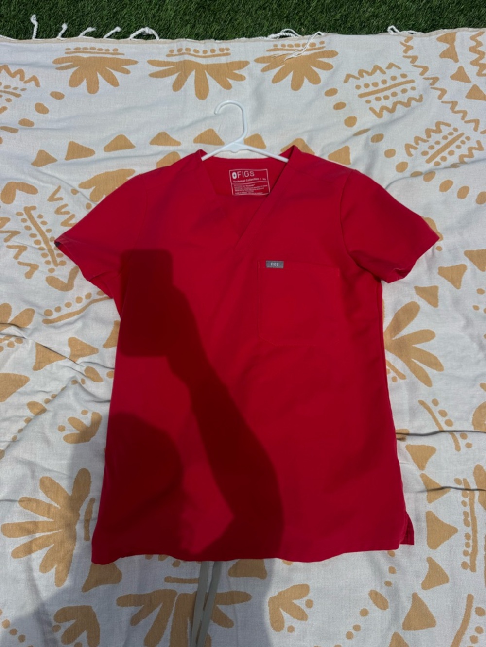 FIGS Technical Collection V-Neck Scrub Top in Red